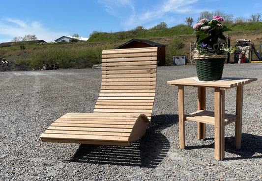 Wellenliege aus Eiche Massivholz – Outdoor Relaxliege / Gartenliege handgefertigt