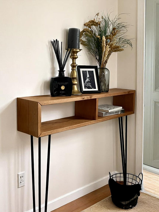 Eiche Konsole / Flurkonsole aus Massivholz – modernes Design mit Metallbeinen (Handmade) - nach Wunschmaß*