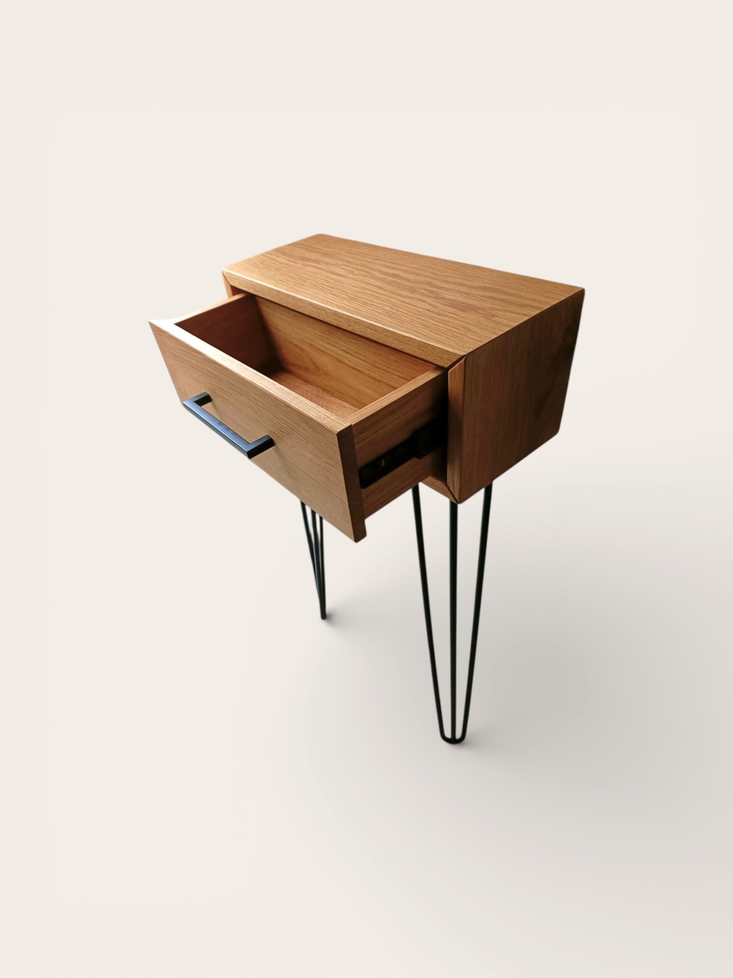 Konsole aus Massivholz Eiche mit Schublade | Soft Close Auszug | Hairpin Beine | Griff oder Push-to-Open | Flurtisch