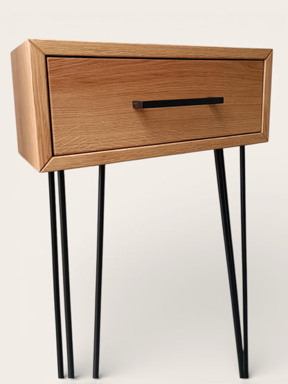 Konsole aus Massivholz Eiche mit Schublade | Soft Close Auszug | Hairpin Beine | Griff oder Push-to-Open | Flurtisch