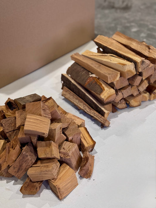 Kirschenholz Räucherchunks & Räuchersticks - Premium Smoking Wood für Grill & Smoker | Intensives Raucharoma für Fleisch, Fisch & Gemüse