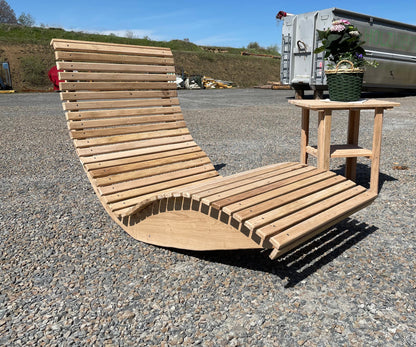 Wellenliege aus Eiche Massivholz – Outdoor Relaxliege / Gartenliege handgefertigt