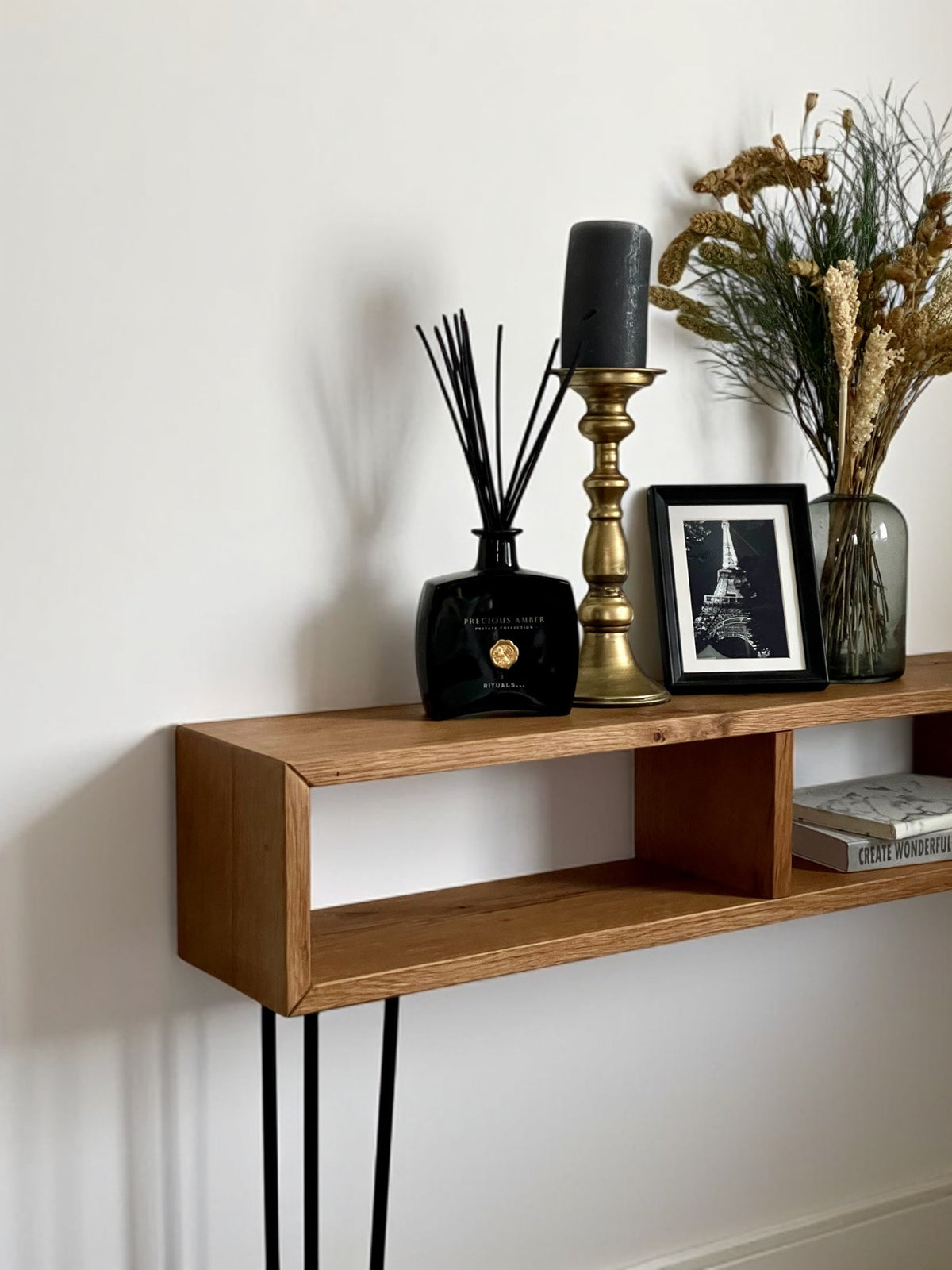 Eiche Konsole / Flurkonsole aus Massivholz – modernes Design mit Metallbeinen (Handmade) - nach Wunschmaß*