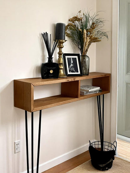 Eiche Konsole / Flurkonsole aus Massivholz – modernes Design mit Metallbeinen (Handmade) - nach Wunschmaß*
