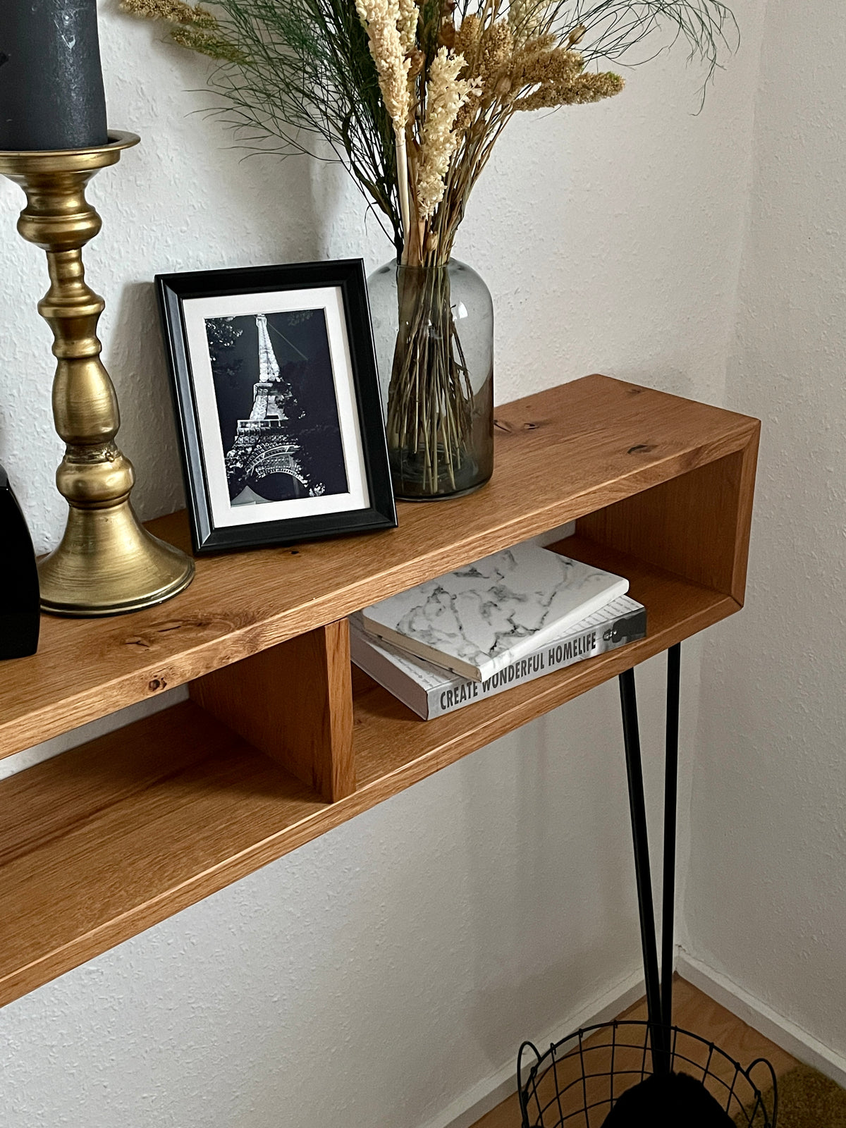Eiche Konsole / Flurkonsole aus Massivholz – modernes Design mit Metallbeinen (Handmade) - nach Wunschmaß*