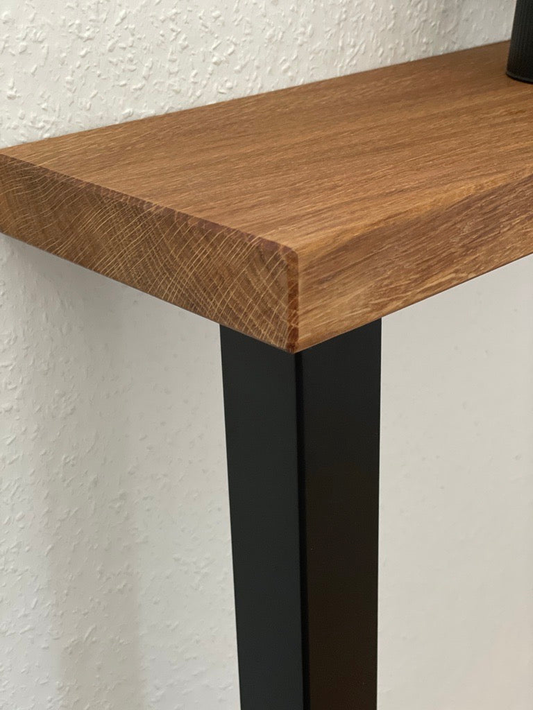 Konsolentisch mit 90°-Kante – handgefertigt nach Wunschmaß | Modernes Design, Massivholz & Metall, individuell & hochwertig