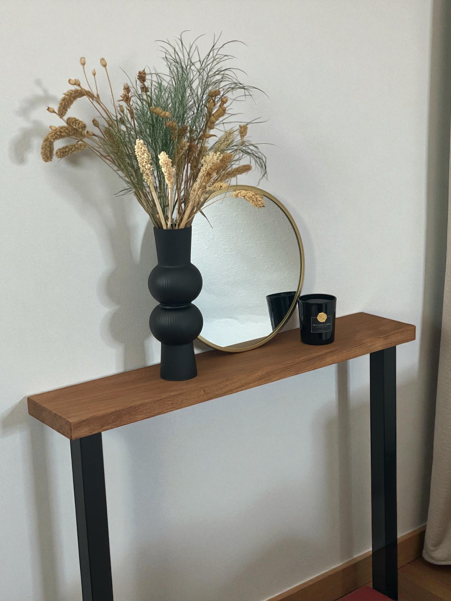 Konsolentisch mit 90°-Kante – handgefertigt nach Wunschmaß | Modernes Design, Massivholz & Metall, individuell & hochwertig